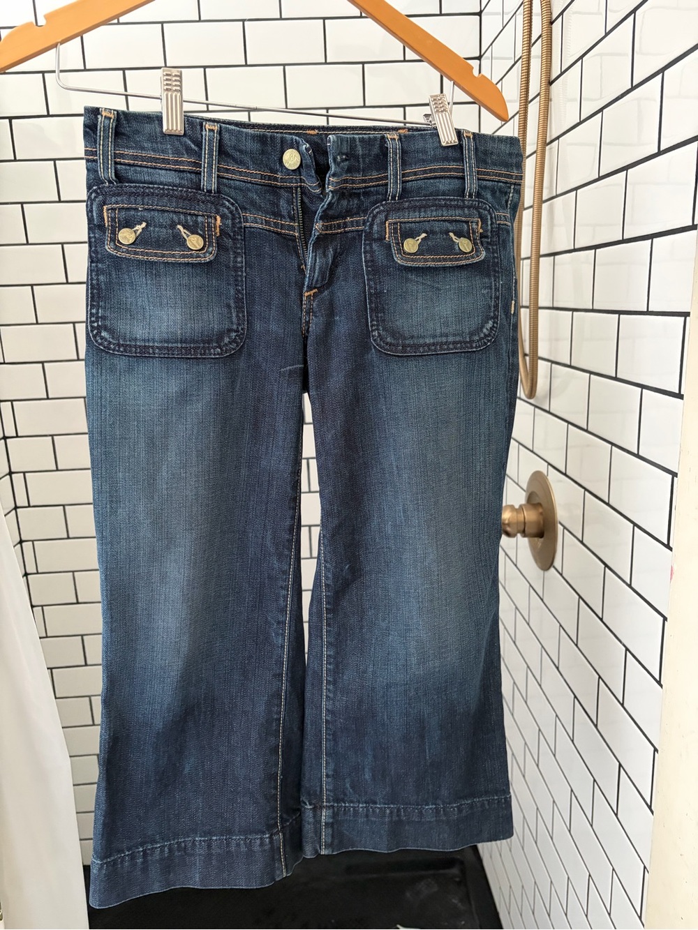Citizens Of Humanity Dark Indigo Wide Cropped Gaucho Jeans low rise